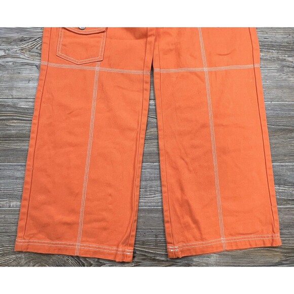 Forever 21 Cargo Pants Women’s M Orange Wide Leg Utility Pockets Streetwear Y2K - Picture 2 of 16